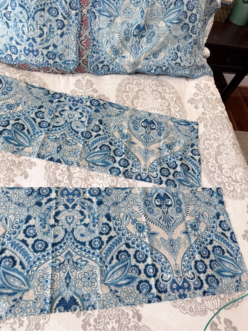 Waverly Aqua Blue Paisley Pillow Shams & Valance Curtains